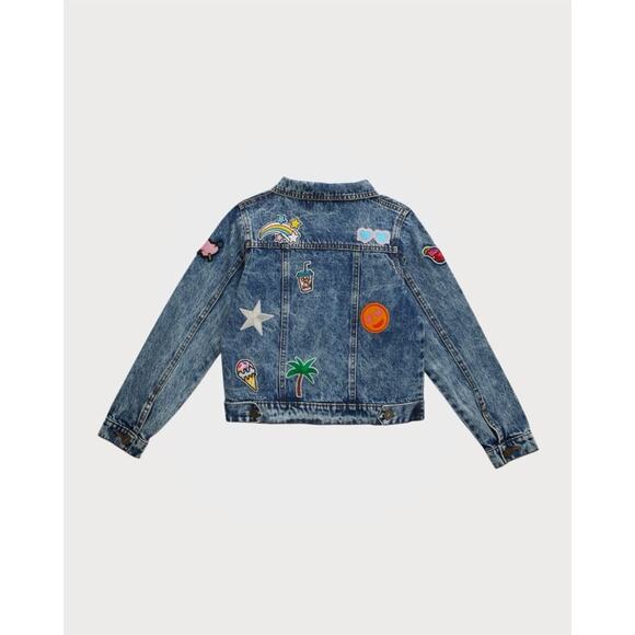 Lola and The Boys Women’s Large All About The Patch Denim Jacket Colorful EUC - Picture 2 of 11